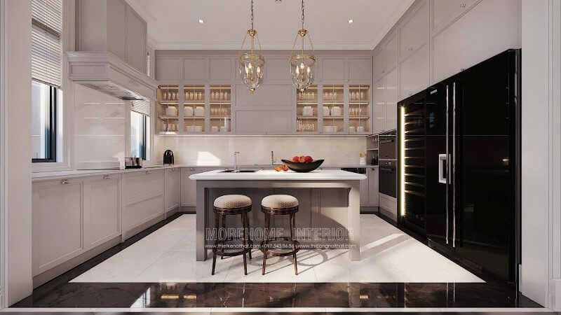 Sản phẩm thiết kế trang trí nội thất phòng bếp nhà bếp cao cấp ở biệt thự ciputra tây hồ hà nội