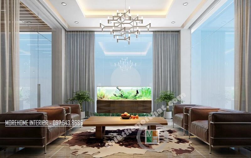 Mẫu thiết kế phòng tiếp khách của Công ty cổ phần Tư vấn Xây dựng Công nghiệp và Đô thị Việt Nam đạt chuẩn đẳng cấp.